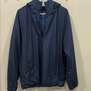 Uniqlo Blue Windbreaker with Hood and Zipper